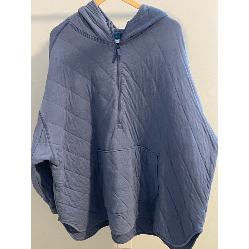 Old Navy Womens Quilted Half Zip Hoodie Blue Oversized Sweatshirt Plus Size 4X - Picture 4 of 14